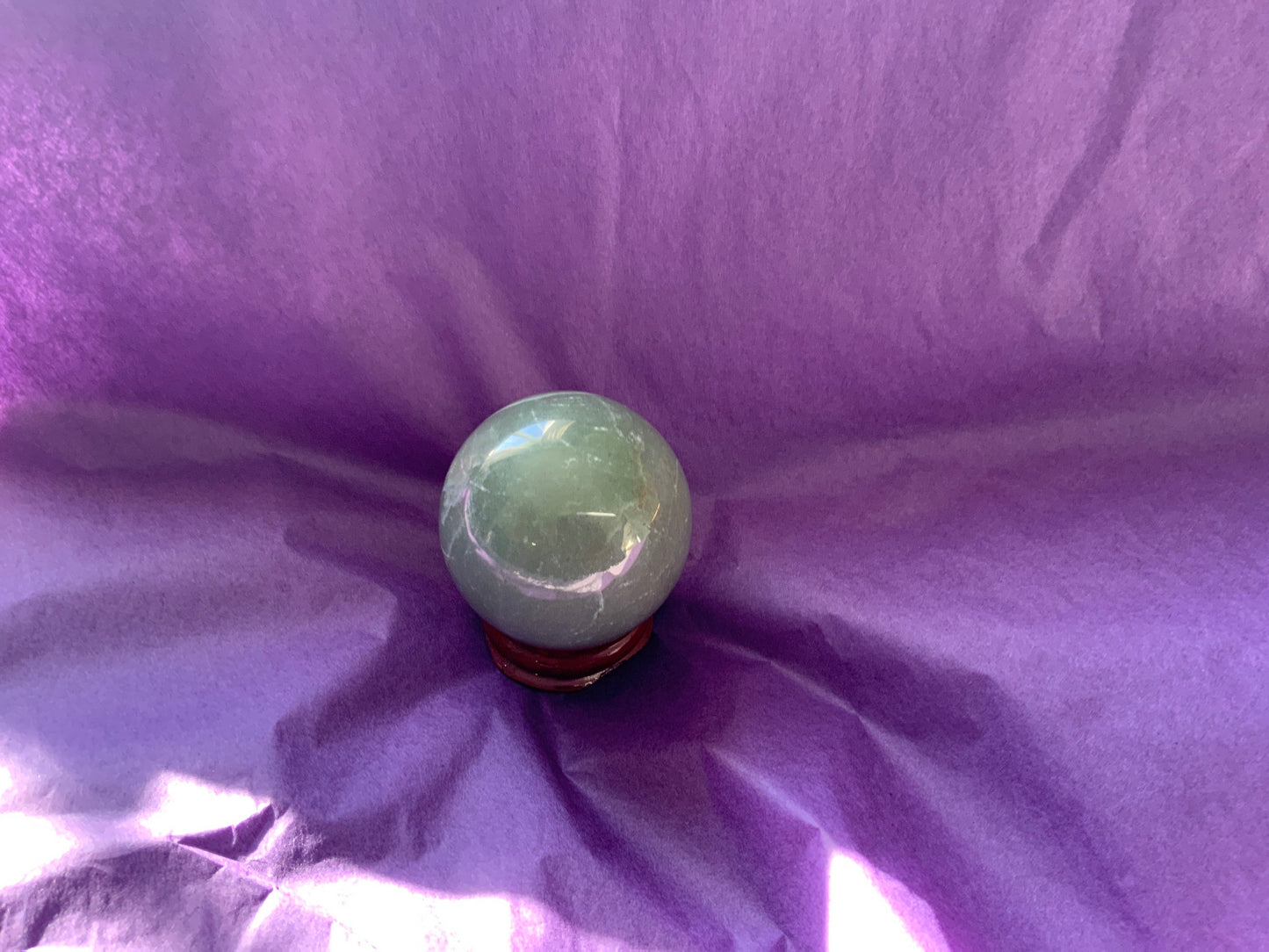 Beautiful 5.2 oz crystal Aventurine sphere crystal ball with wooden Crystal