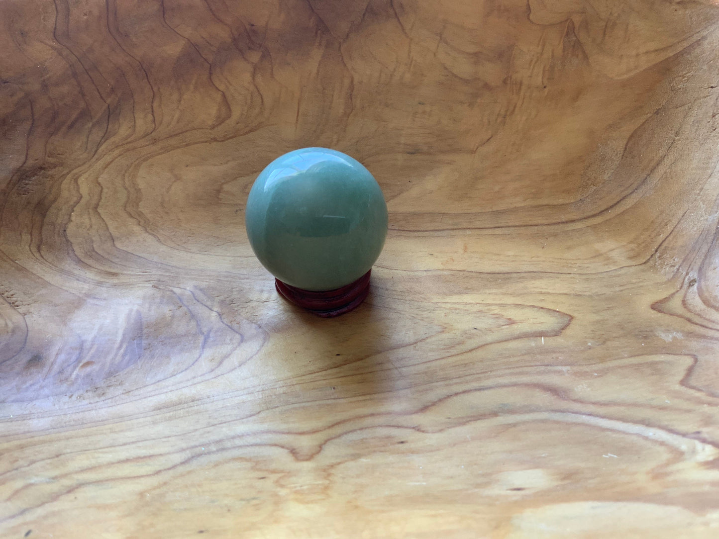 Beautiful 5.1 oz crystal Aventurine sphere crystal ball with wooden Crystal