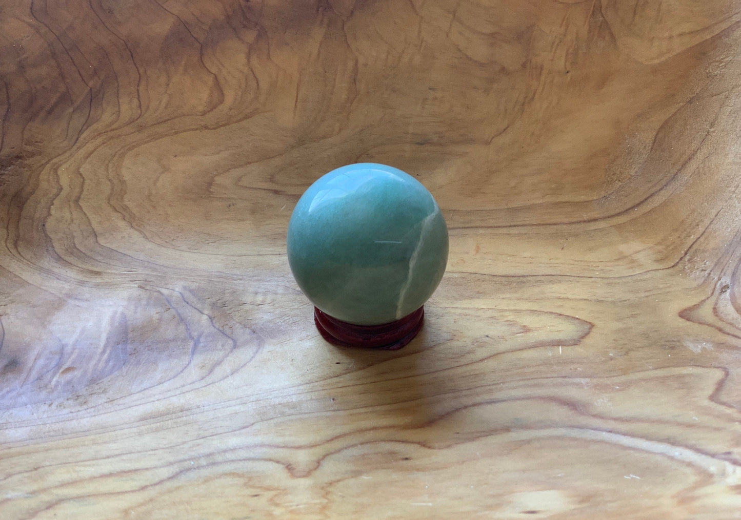 Beautiful 5.1 oz crystal Aventurine sphere crystal ball with wooden Crystal