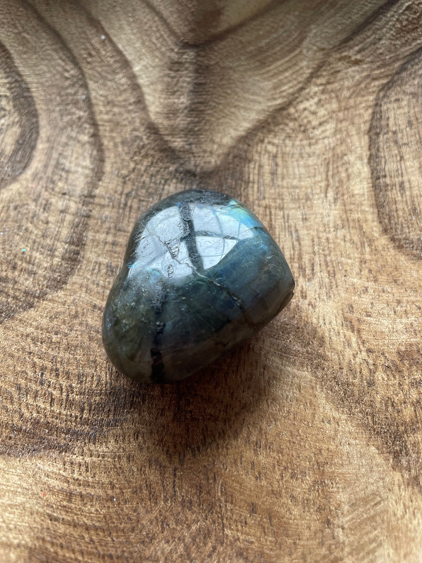 Magnificent Labradorite Heart 2.9 ounces Awesome flash