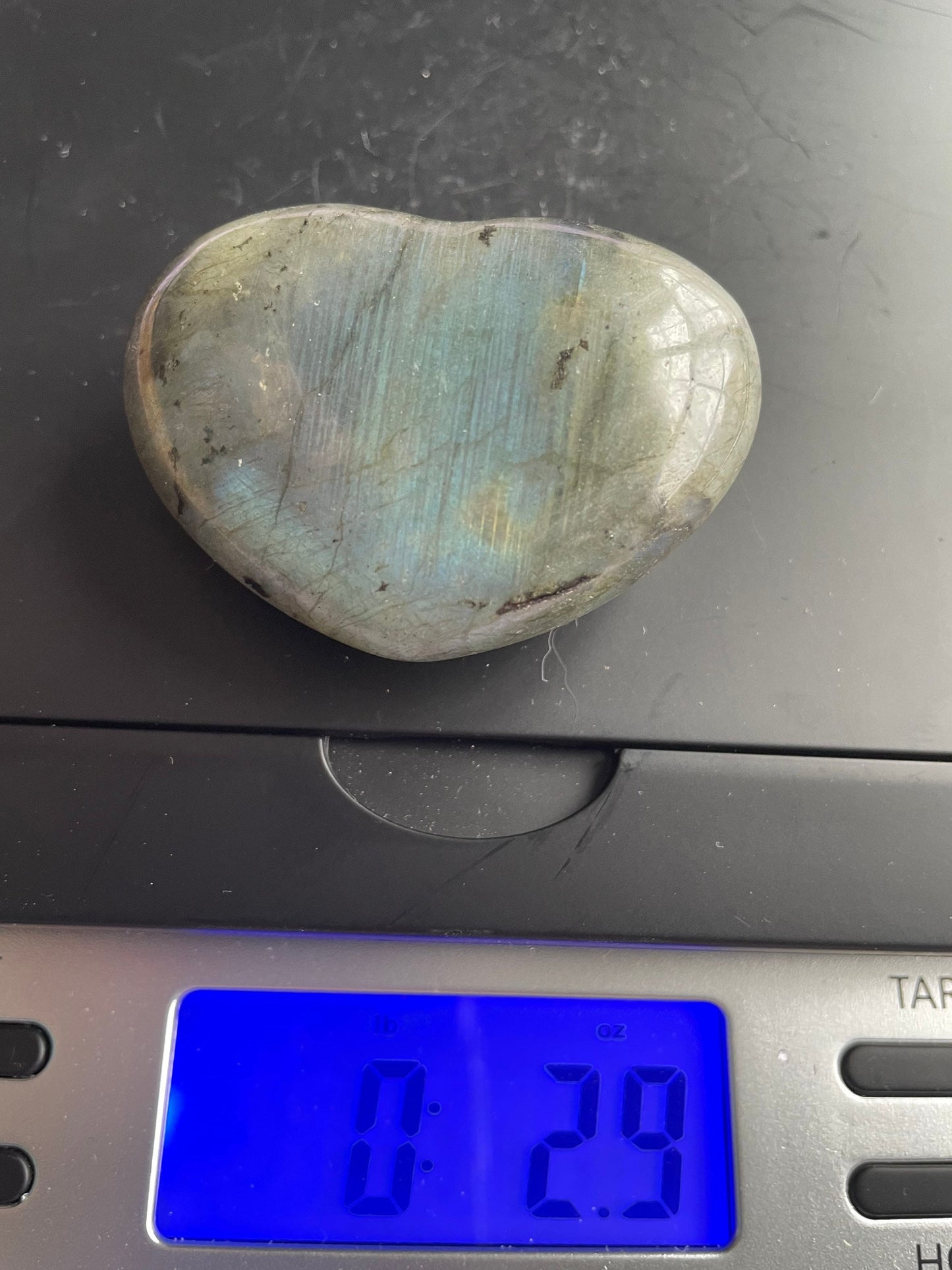 Magnificent Labradorite Heart 2.9 ounces Awesome flash