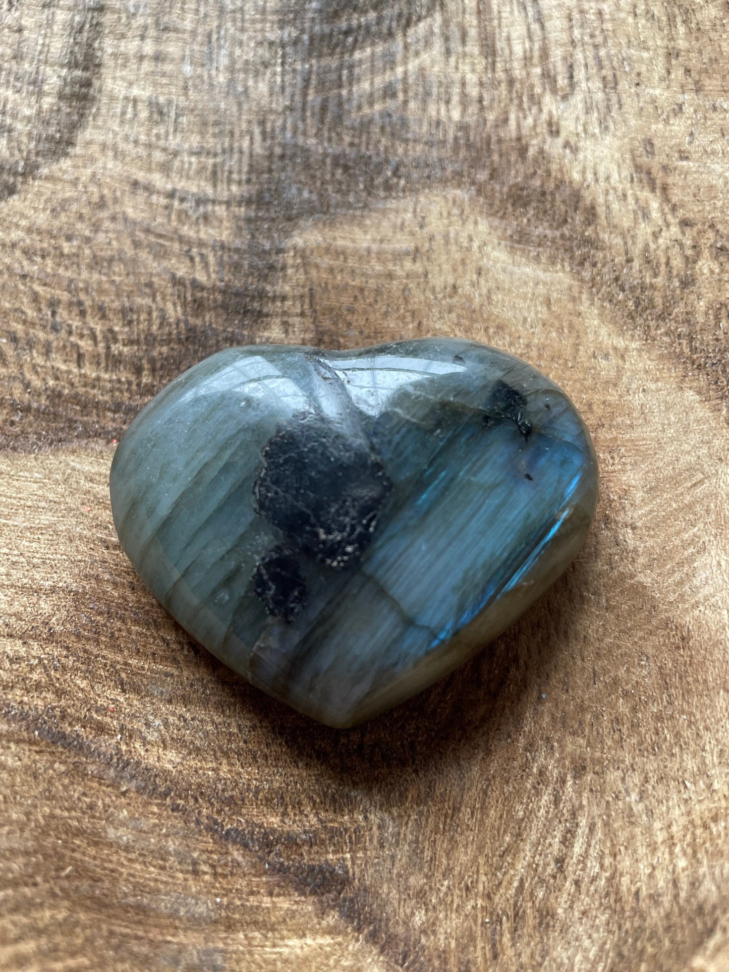 Magnificent Labradorite Heart 1.6 ounces Awesome flash