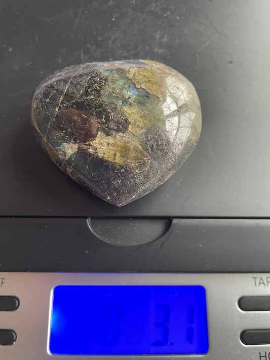 Magnificent Labradorite Heart 3.1 ounces Awesome flash