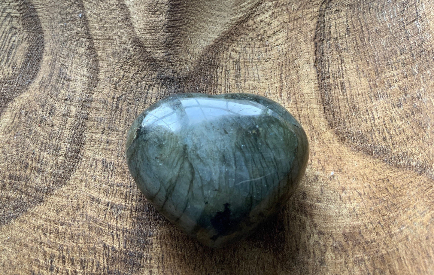 Pretty Labradorite Heart 3.8 ounces some flash