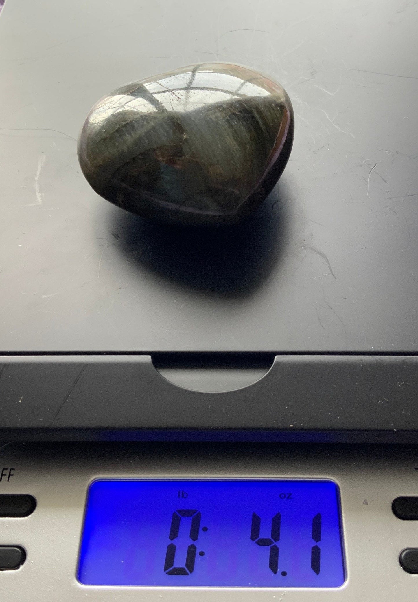 Pretty Labradorite Heart 4.1 ounces Nice flash