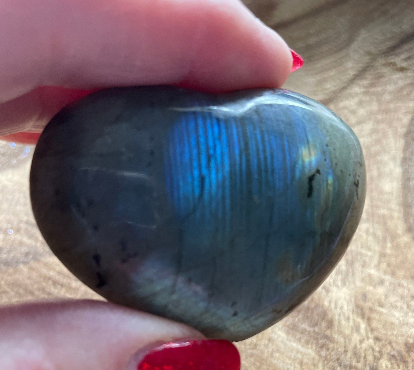 Magnificent Labradorite Heart 2.9 ounces Awesome flash