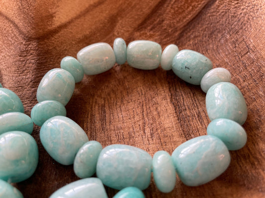 Beautiful beaded Amazonite bracelet with mixed bead shapes and sizes