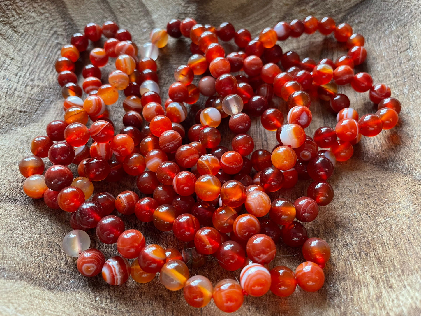 Pretty 8 mm Carnelian crystal bracelet