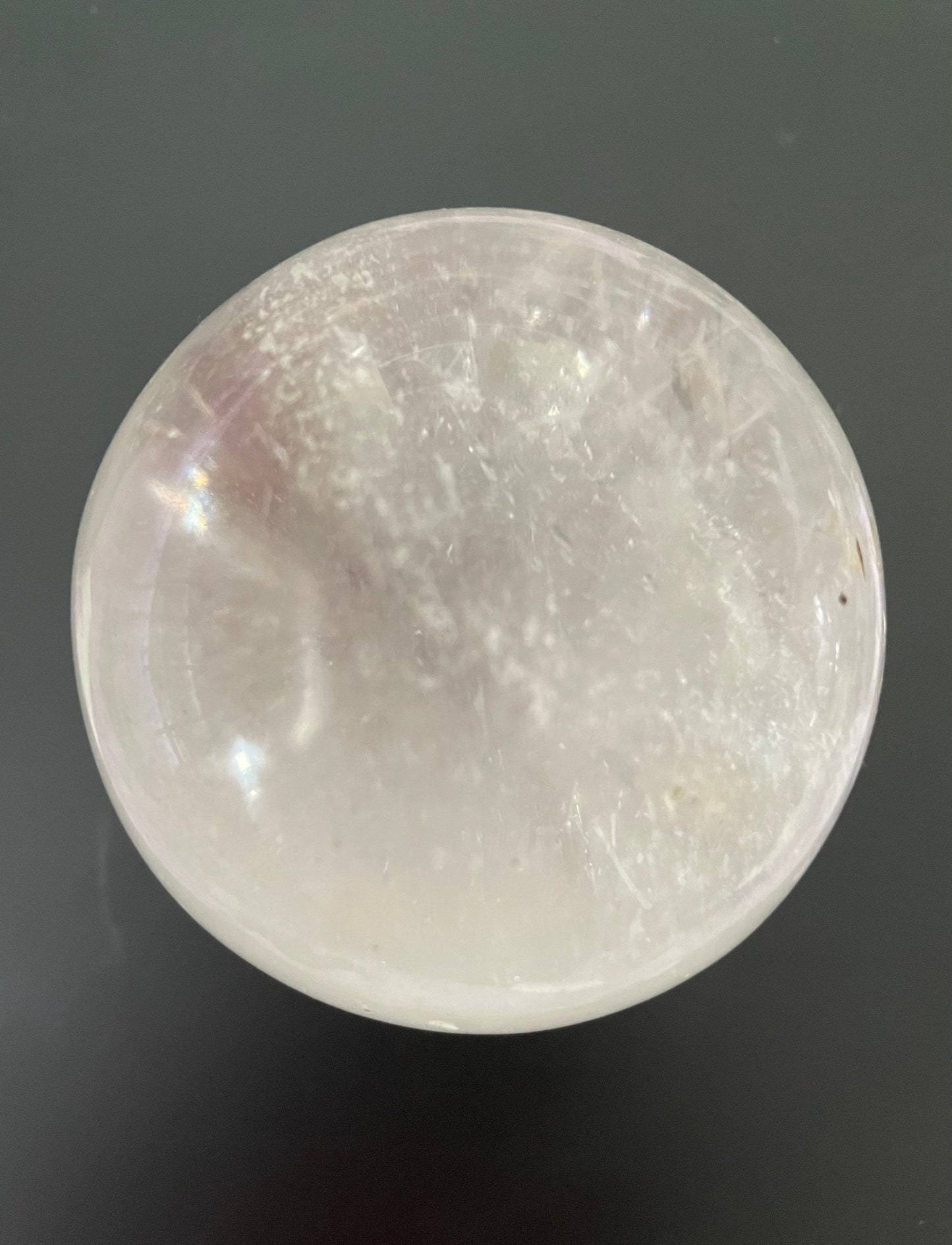 Beautiful 1 pound clear quartz sphere crystal ball with wooden stand