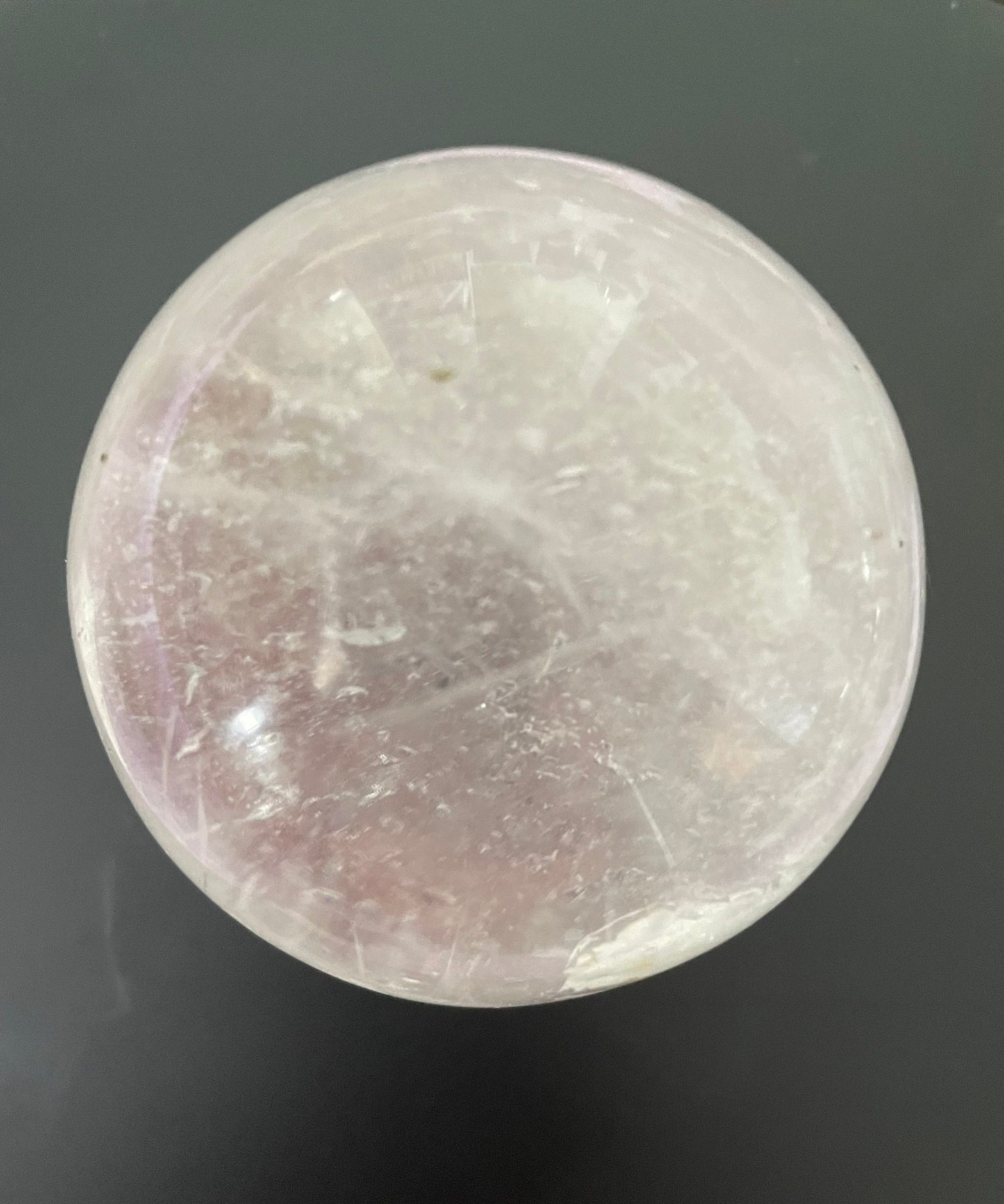 Beautiful 1 pound clear quartz sphere crystal ball with wooden stand