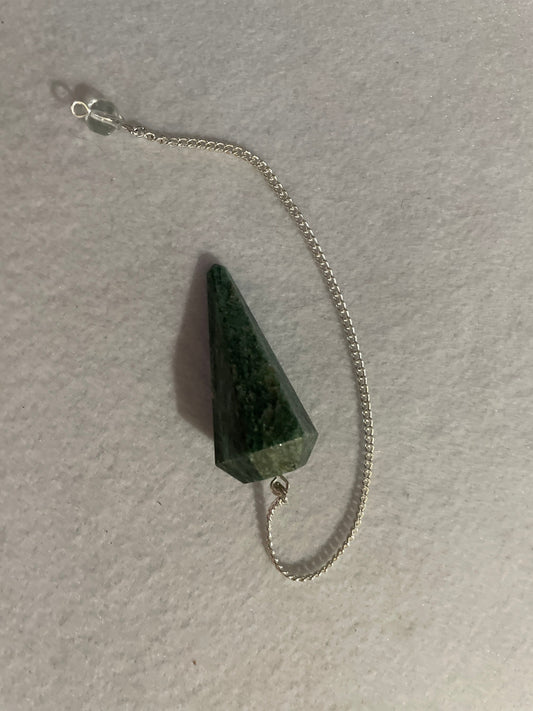 Pretty Jade Pendulum is  1.75” and with chain is 8.5”