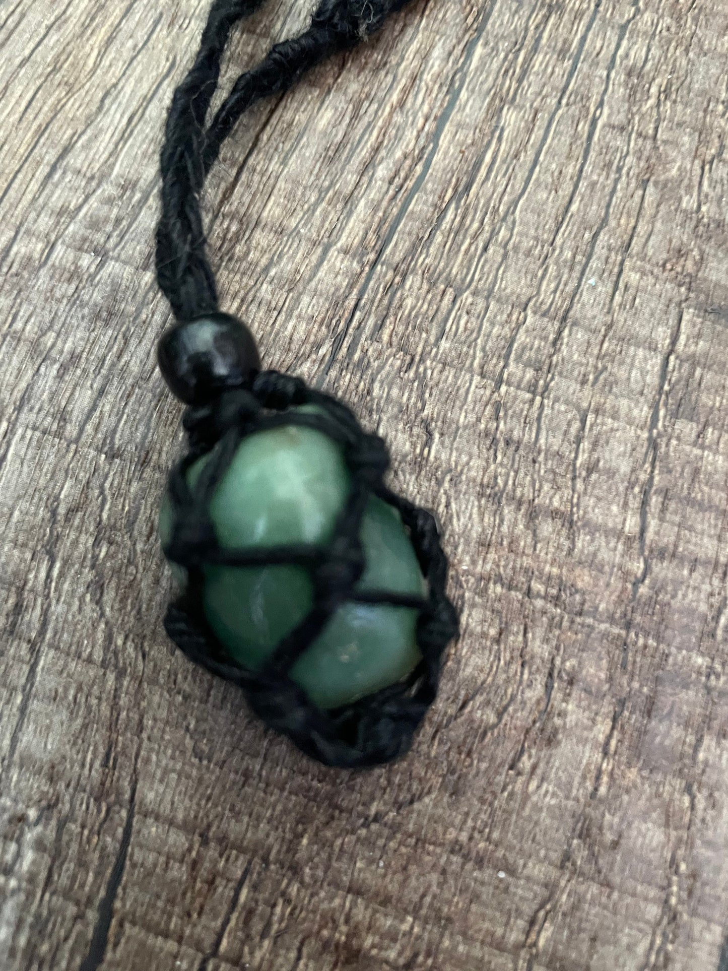 Uniquely crafted Hemp Macramé necklace with Aventurine crystal three colors to choose from