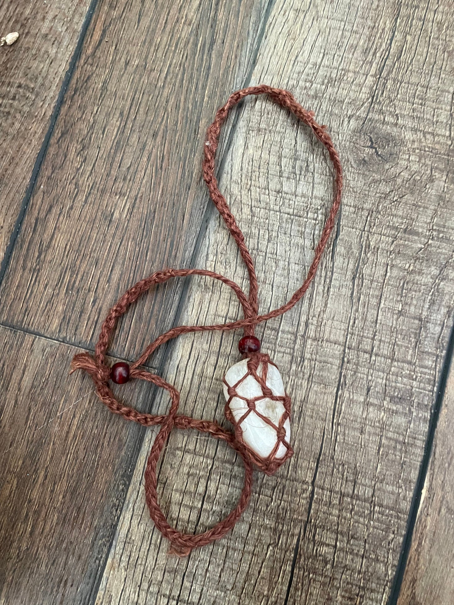 Uniquely crafted Hemp Macramé necklace with Citrine crystal three colors to choose from