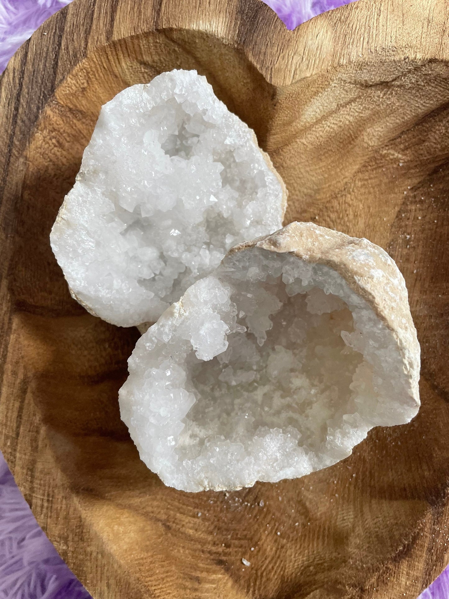 Beautiful! Rock specimen Geode matching halves Crystal calcite pair