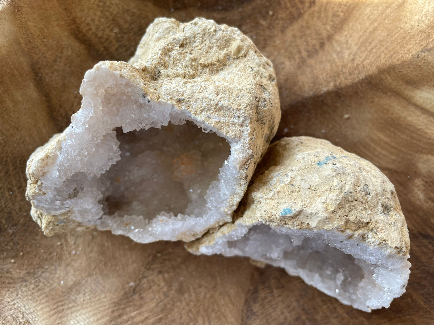 Beautiful! Rock specimen Geode matching halves Crystal calcite pair