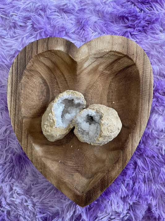 Beautiful! Rock specimen Geode matching halves Crystal calcite pair