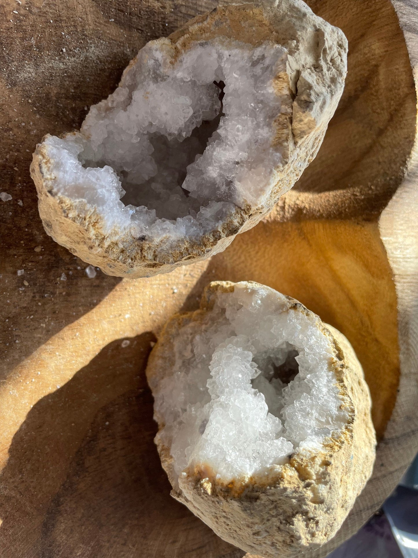 Beautiful! Rock specimen Geode matching halves Crystal calcite pair