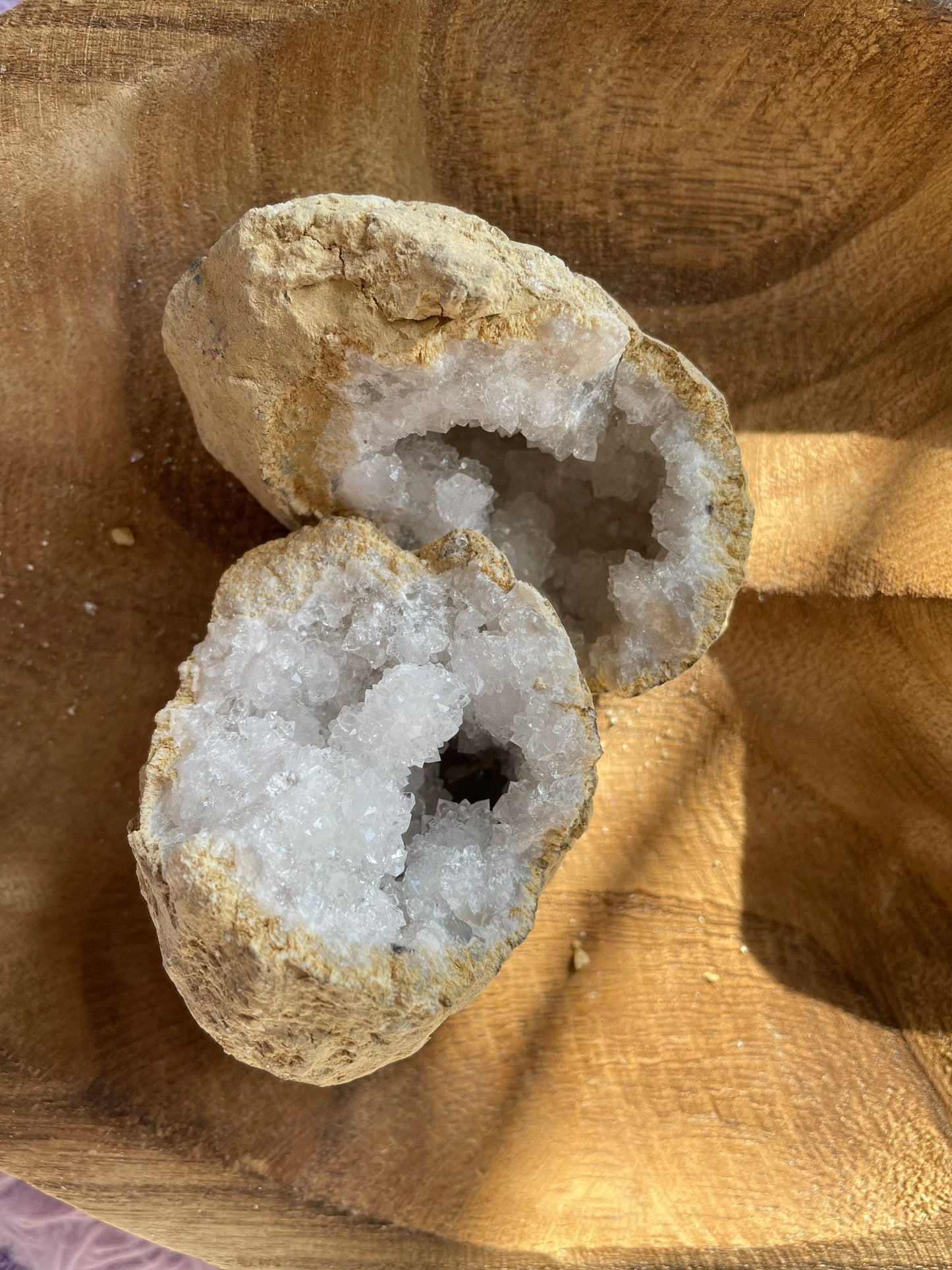 Beautiful! Rock specimen Geode matching halves Crystal calcite pair