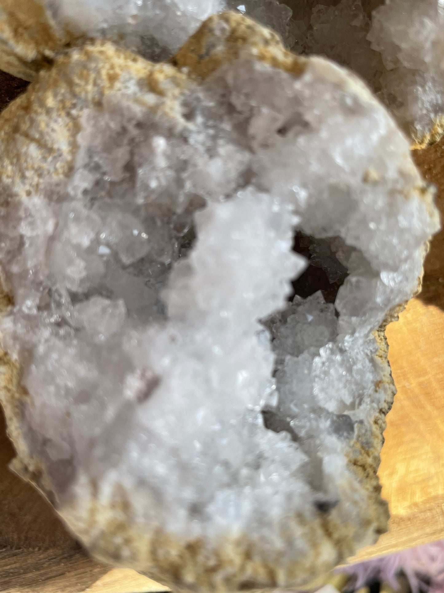 Beautiful! Rock specimen Geode matching halves Crystal calcite pair