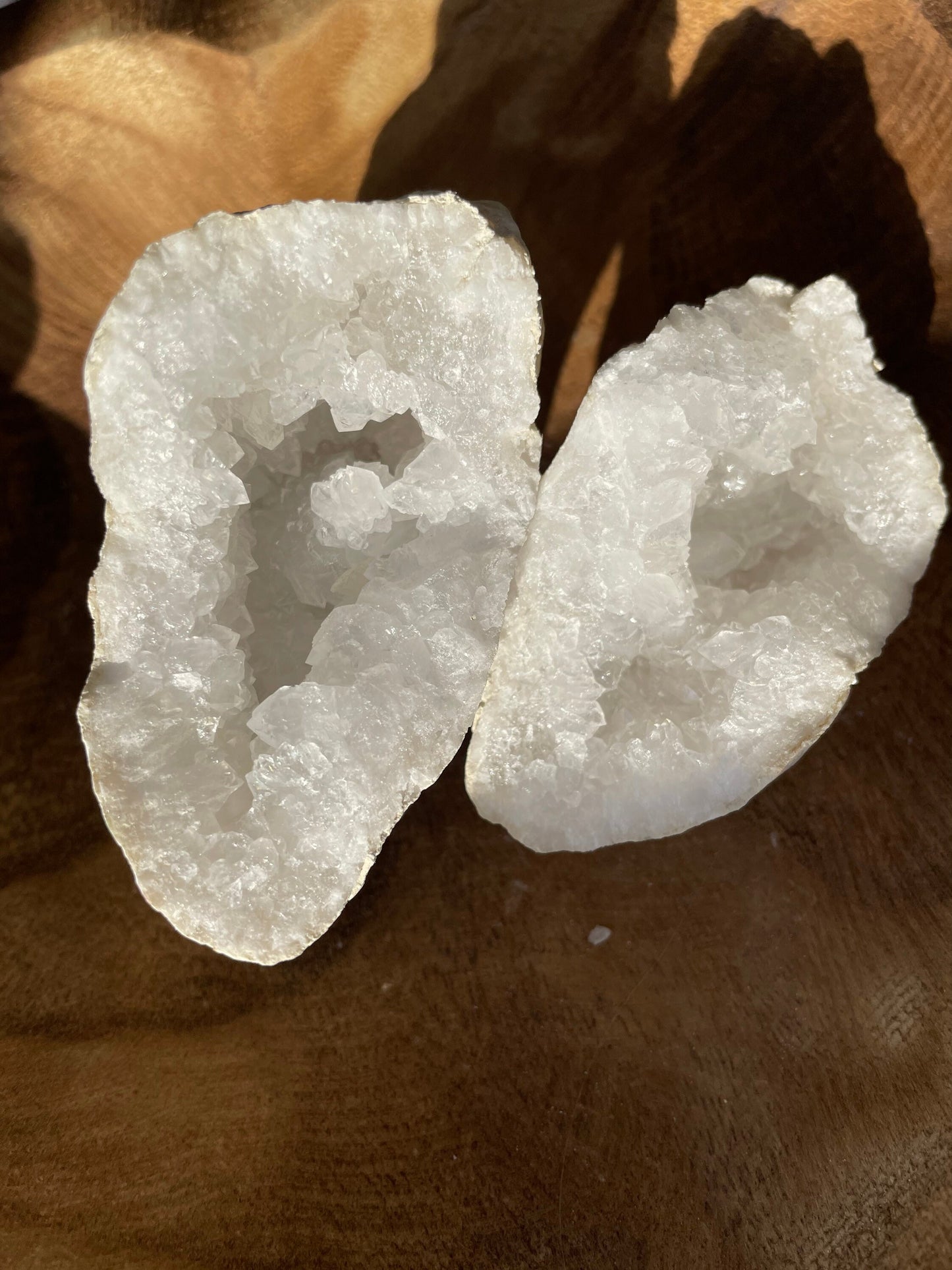 Beautiful! Rock specimen Geode matching halves Crystal calcite pair