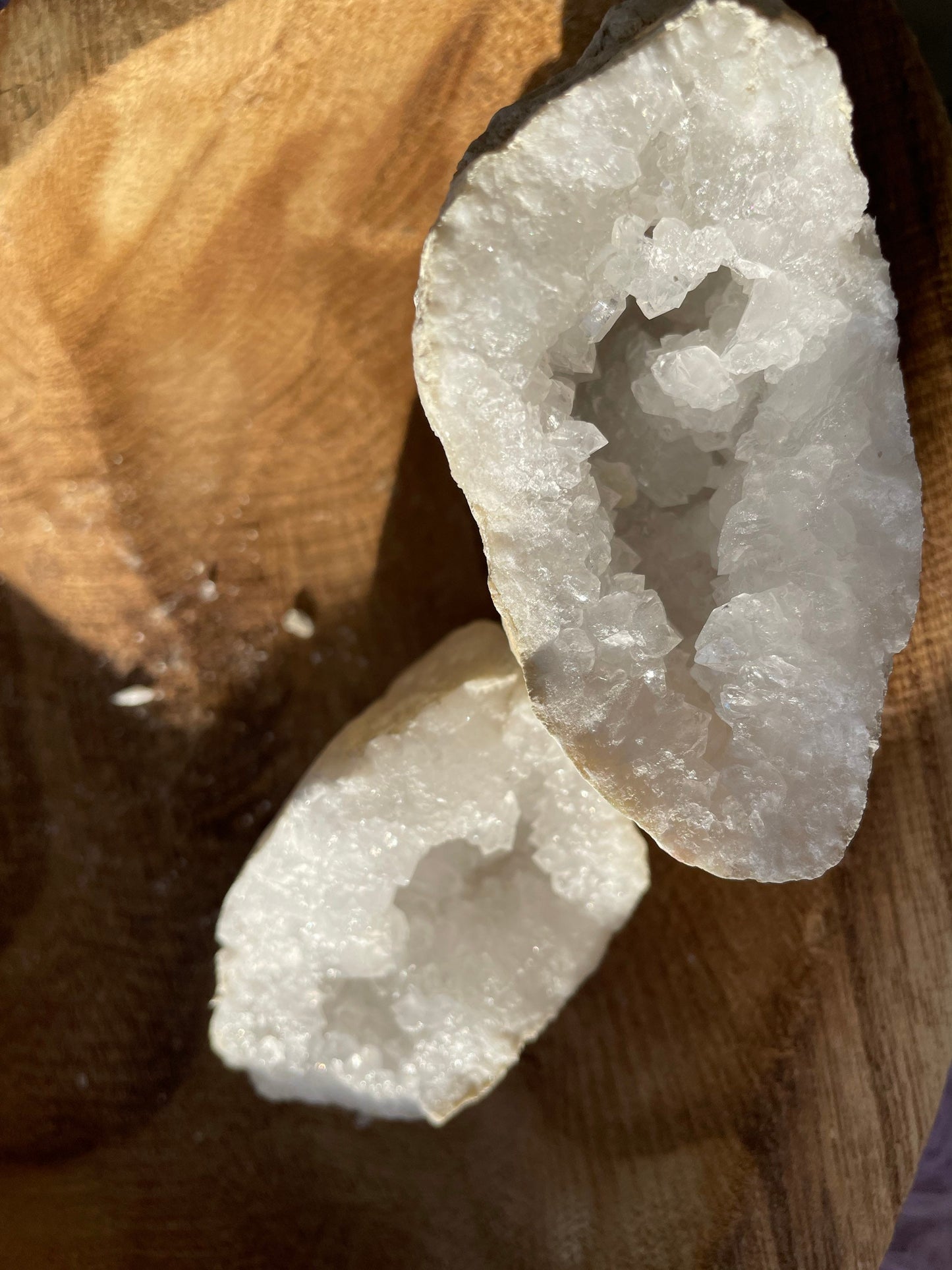 Beautiful! Rock specimen Geode matching halves Crystal calcite pair