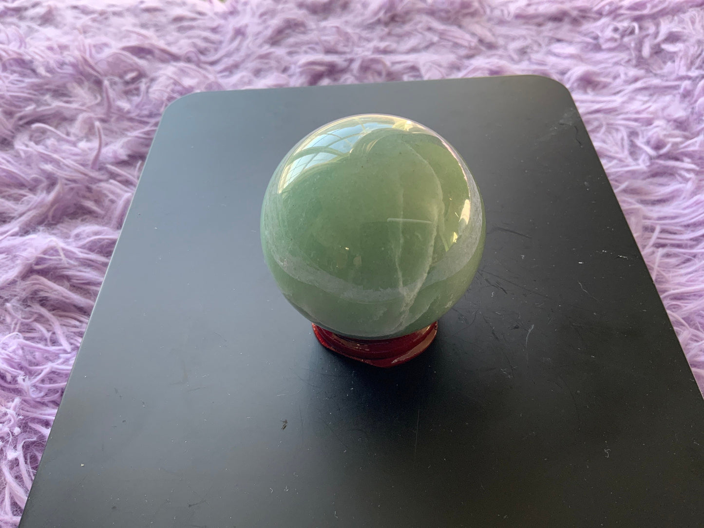 Beautiful 6.9 oz crystal Aventurine sphere crystal ball with wooden stand