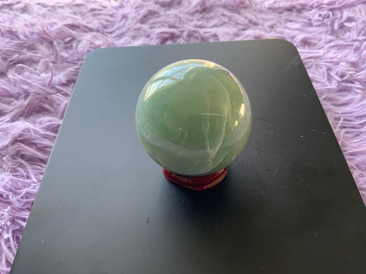 Beautiful 6.9 oz crystal Aventurine sphere crystal ball with wooden stand