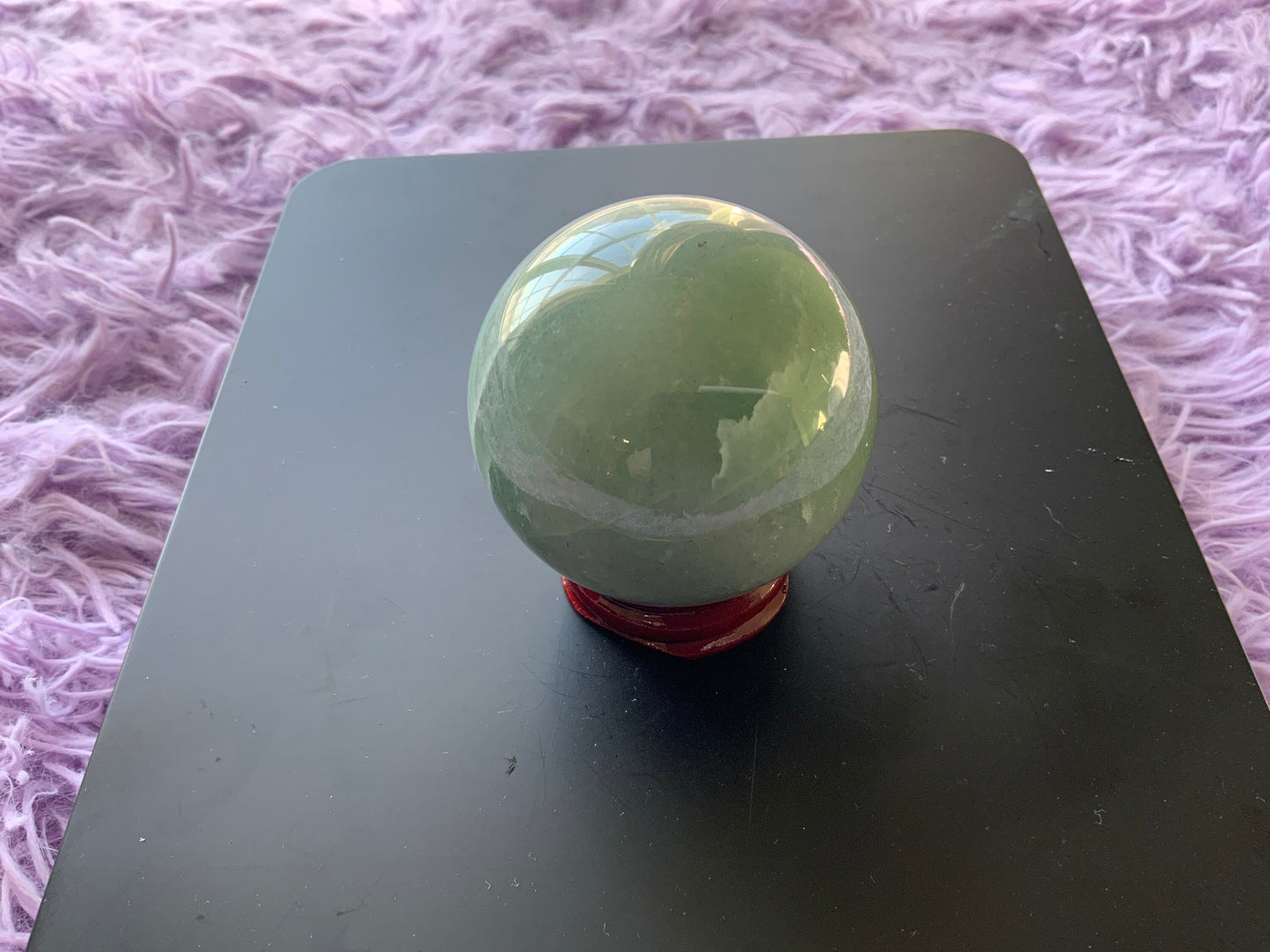 Beautiful 6.9 oz crystal Aventurine sphere crystal ball with wooden stand