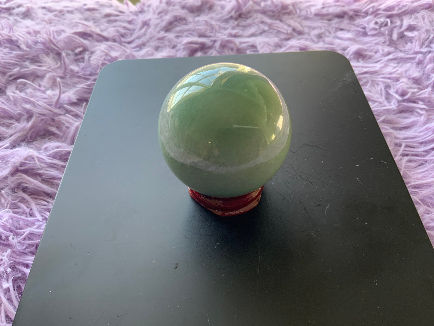 Beautiful 6.9 oz crystal Aventurine sphere crystal ball with wooden stand