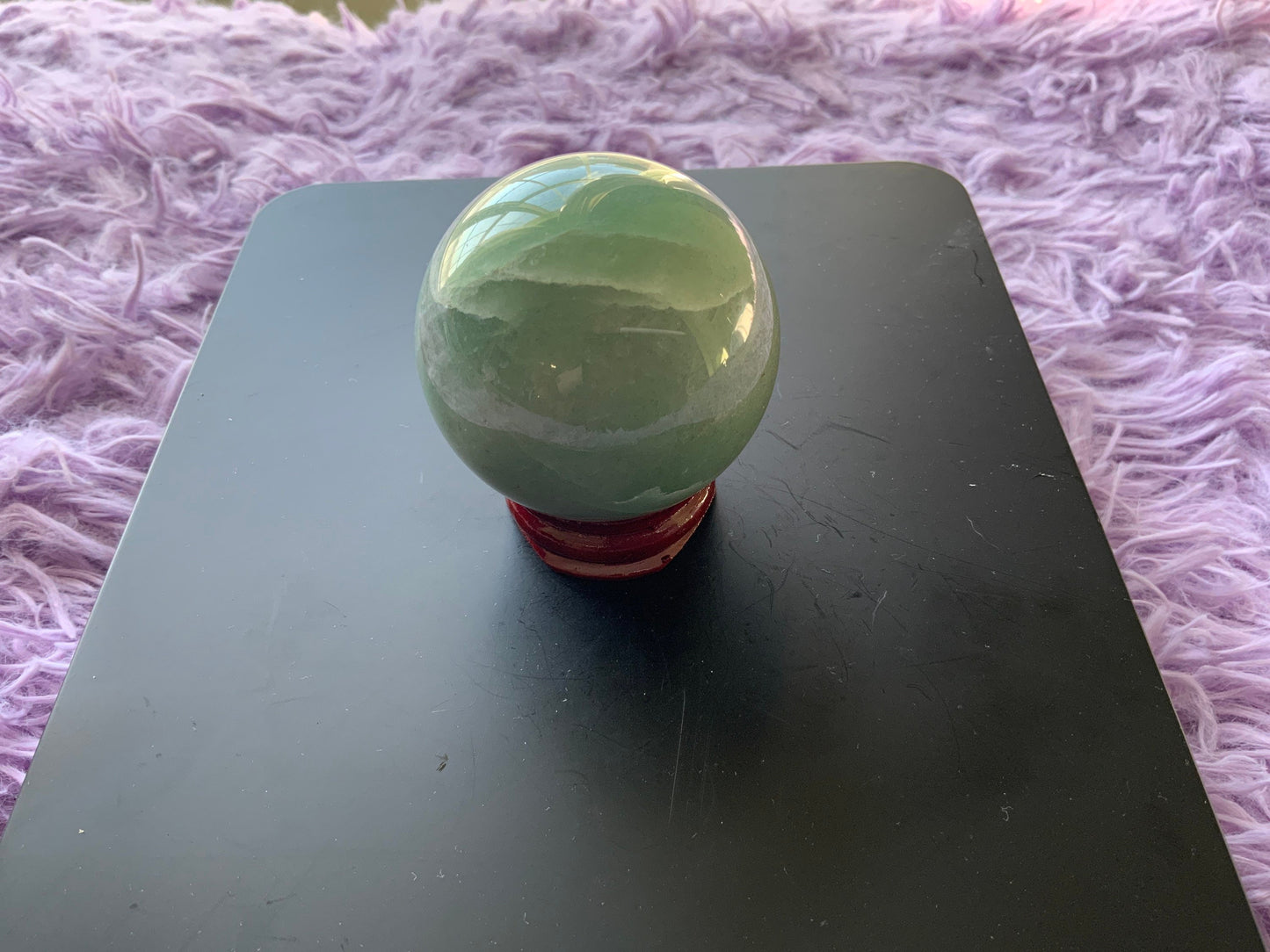 Beautiful 6.9 oz crystal Aventurine sphere crystal ball with wooden stand