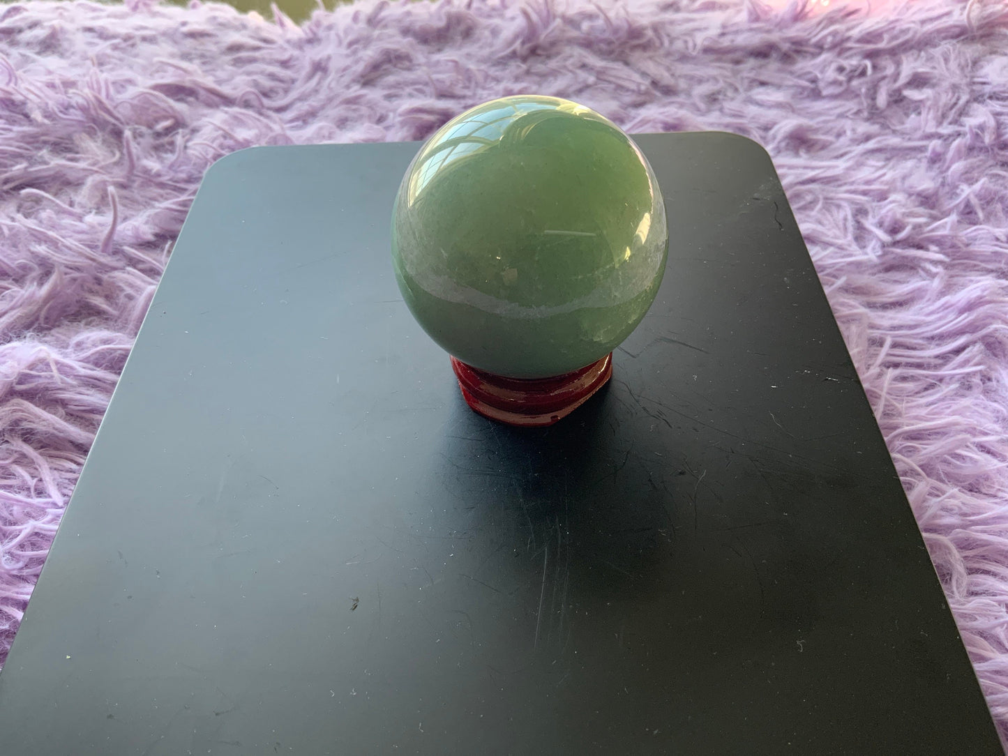 Beautiful 6.9 oz crystal Aventurine sphere crystal ball with wooden stand