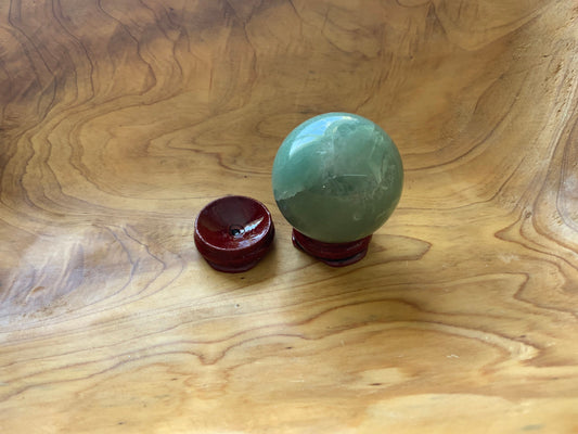 Beautiful 6.5 oz crystal Aventurine sphere crystal ball with wooden stand