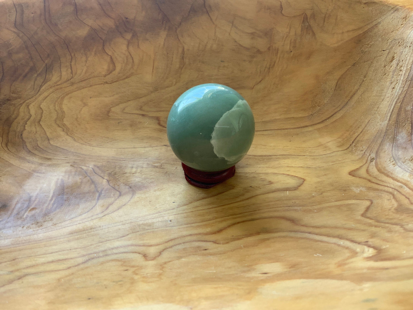 Beautiful 6.5 oz crystal Aventurine sphere crystal ball with wooden stand