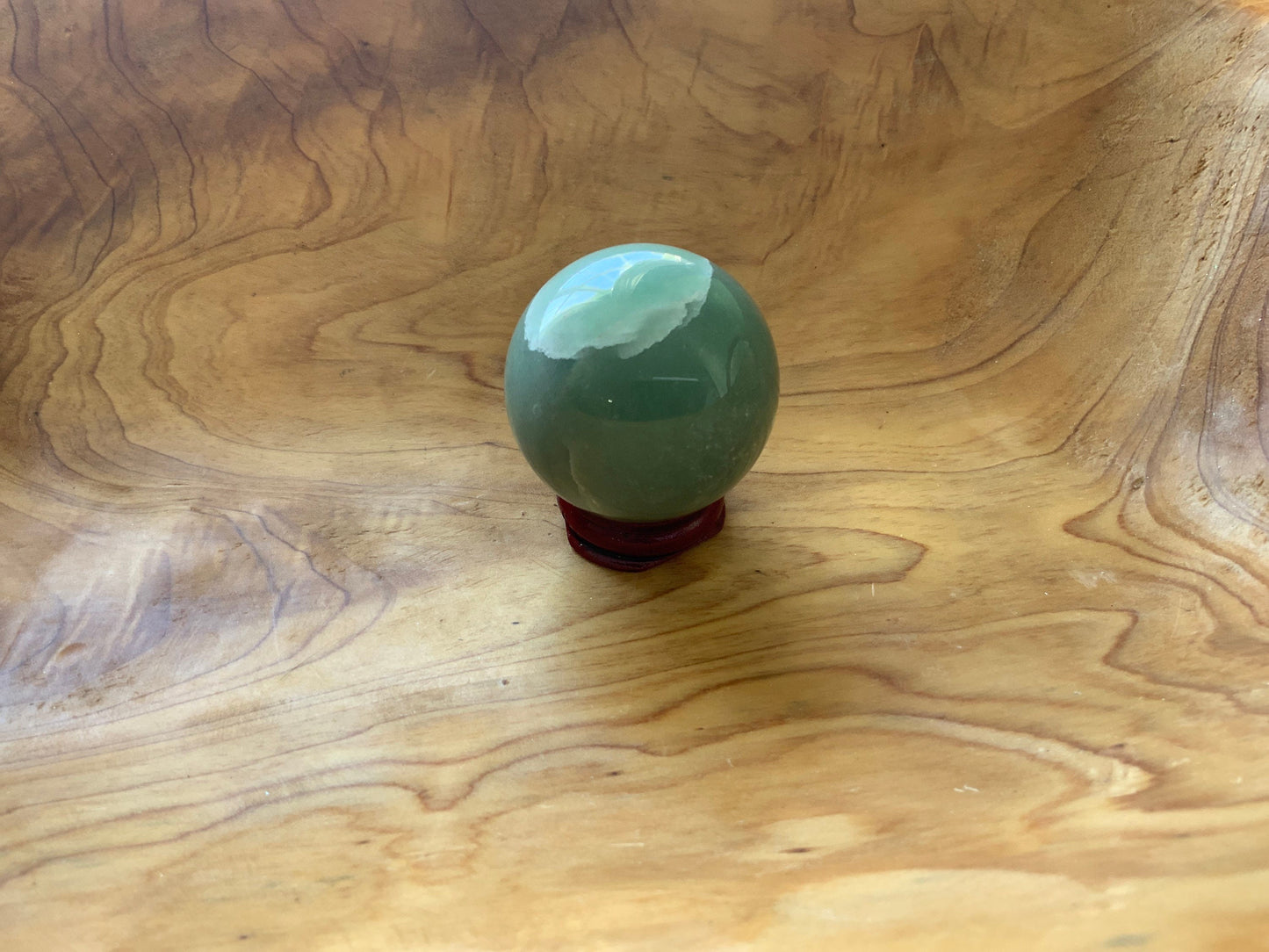 Beautiful 6.5 oz crystal Aventurine sphere crystal ball with wooden stand