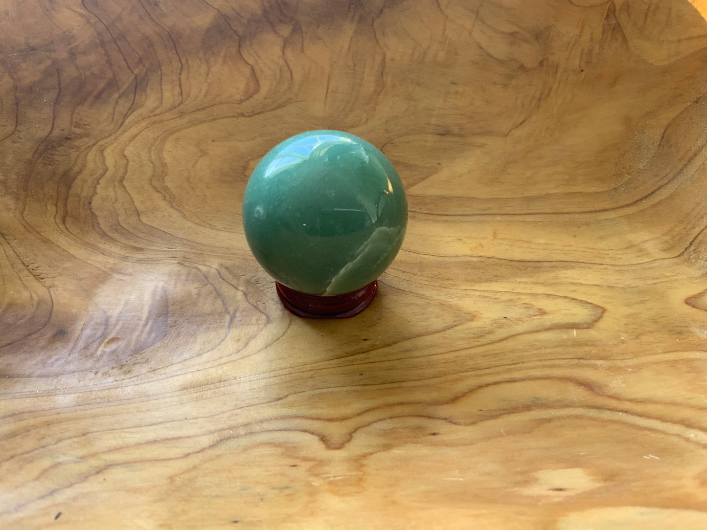 Beautiful 6.4 oz crystal Aventurine sphere crystal ball with wooden stand