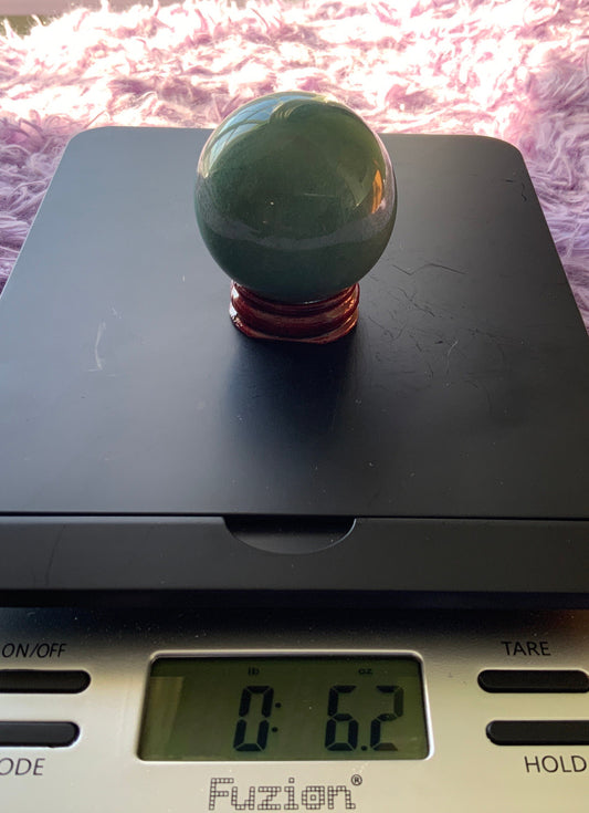 Beautiful 6.2 oz crystal Aventurine sphere crystal ball with wooden Crystal