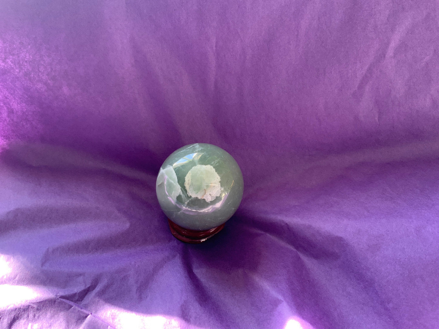 Beautiful 5.2 oz crystal Aventurine sphere crystal ball with wooden Crystal