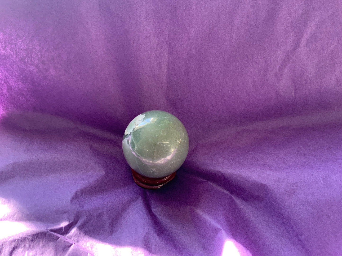 Beautiful 5.2 oz crystal Aventurine sphere crystal ball with wooden Crystal