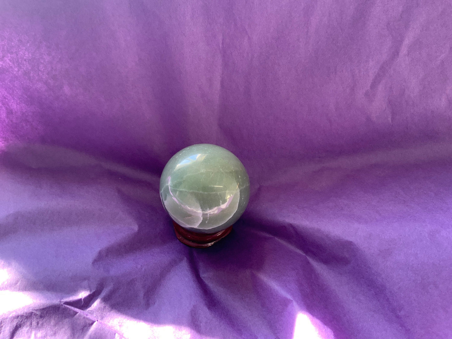 Beautiful 5.2 oz crystal Aventurine sphere crystal ball with wooden Crystal