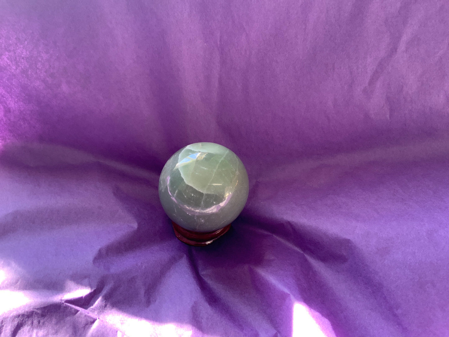 Beautiful 5.2 oz crystal Aventurine sphere crystal ball with wooden Crystal