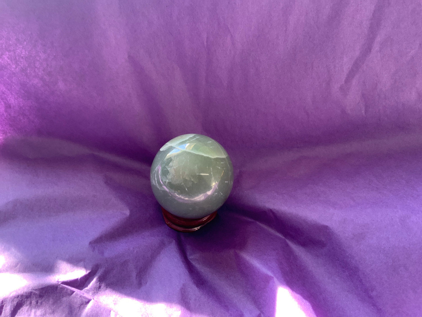 Beautiful 5.2 oz crystal Aventurine sphere crystal ball with wooden Crystal