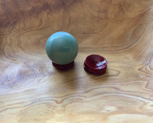 Beautiful 5.1 oz crystal Aventurine sphere crystal ball with wooden Crystal