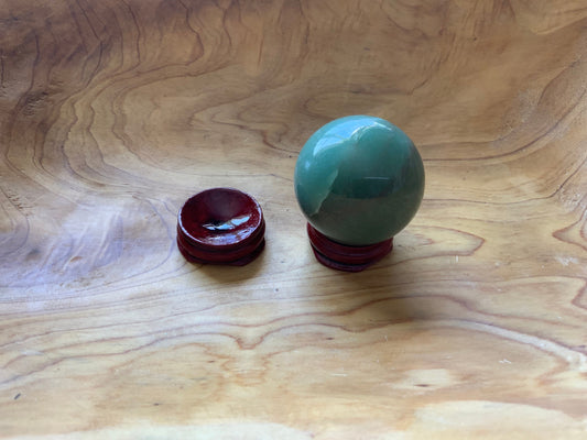 Beautiful 5.1 oz crystal Aventurine quartz sphere crystal ball with wooden Crystal
