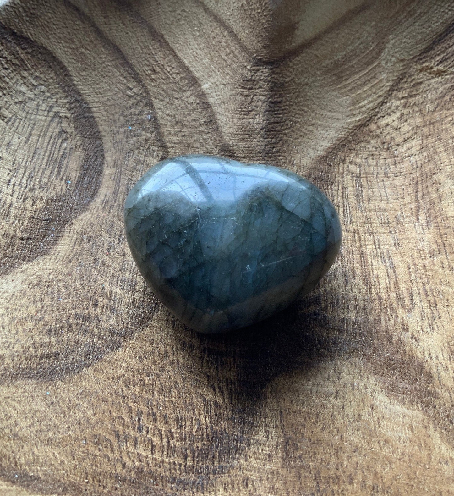 Pretty Labradorite Heart 3.8 ounces some flash