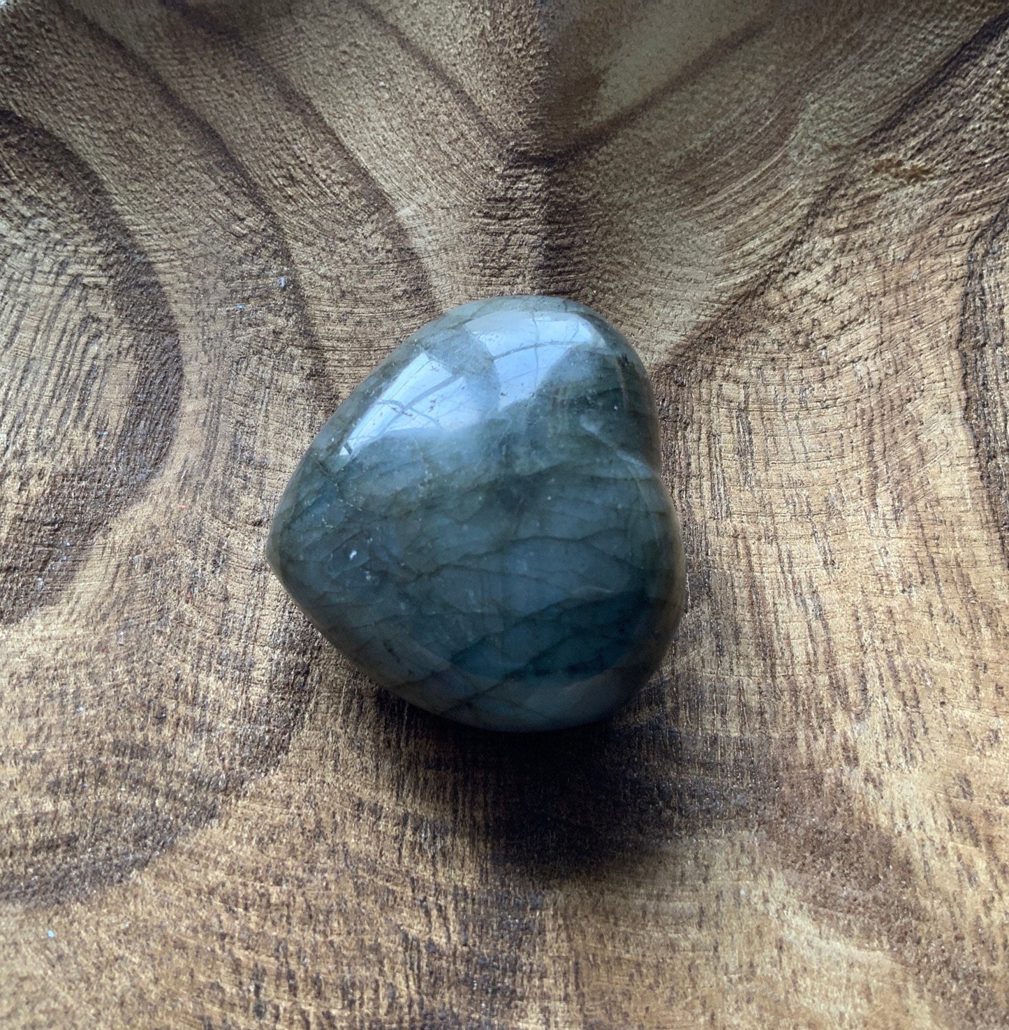 Pretty Labradorite Heart 3.8 ounces some flash