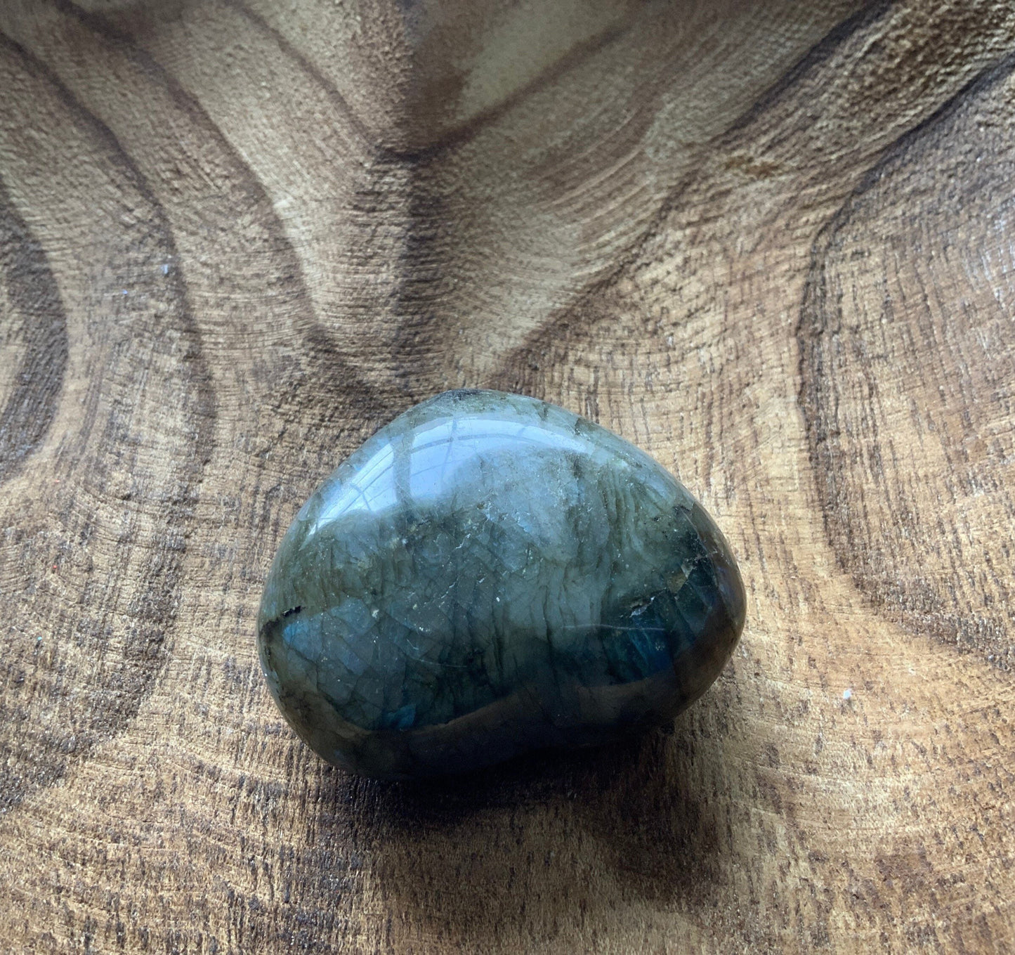 Pretty Labradorite Heart 3.8 ounces some flash