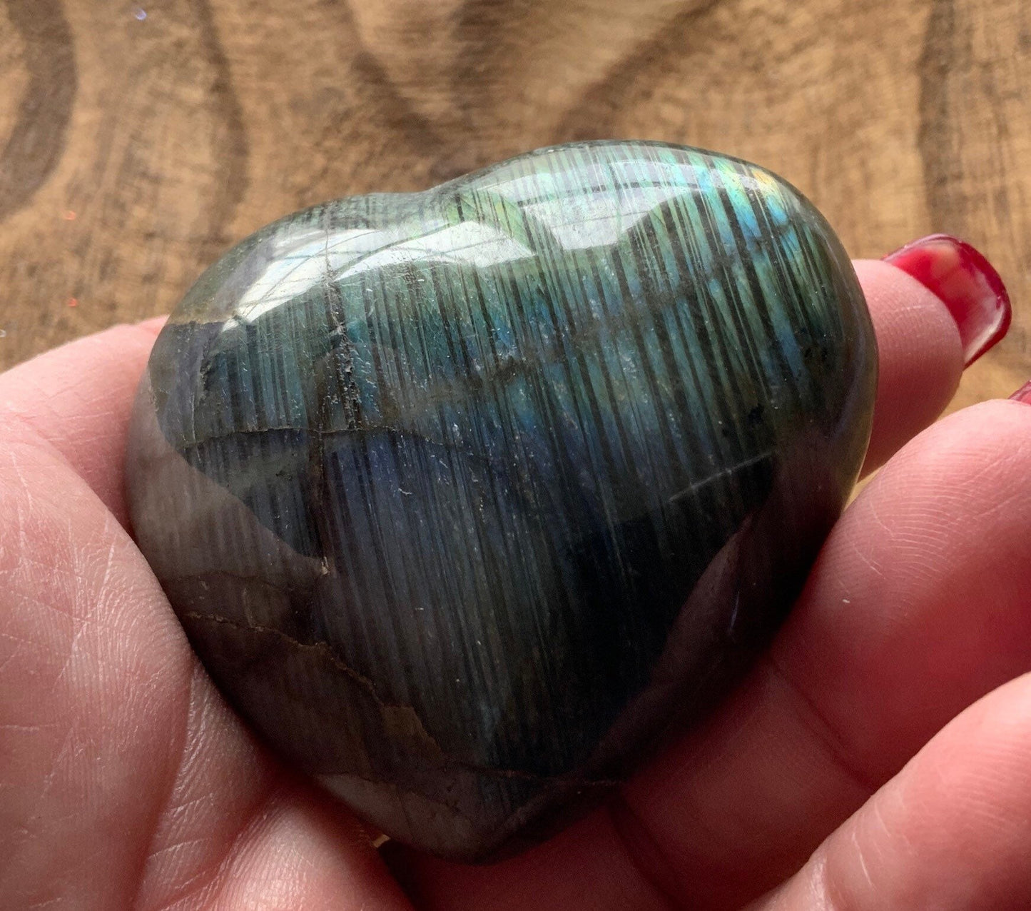 Pretty Labradorite Heart 4.1 ounces Nice flash