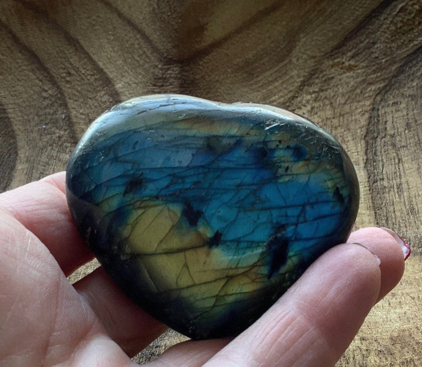 Labradorite heart 4.4 ounces with beautiful flash