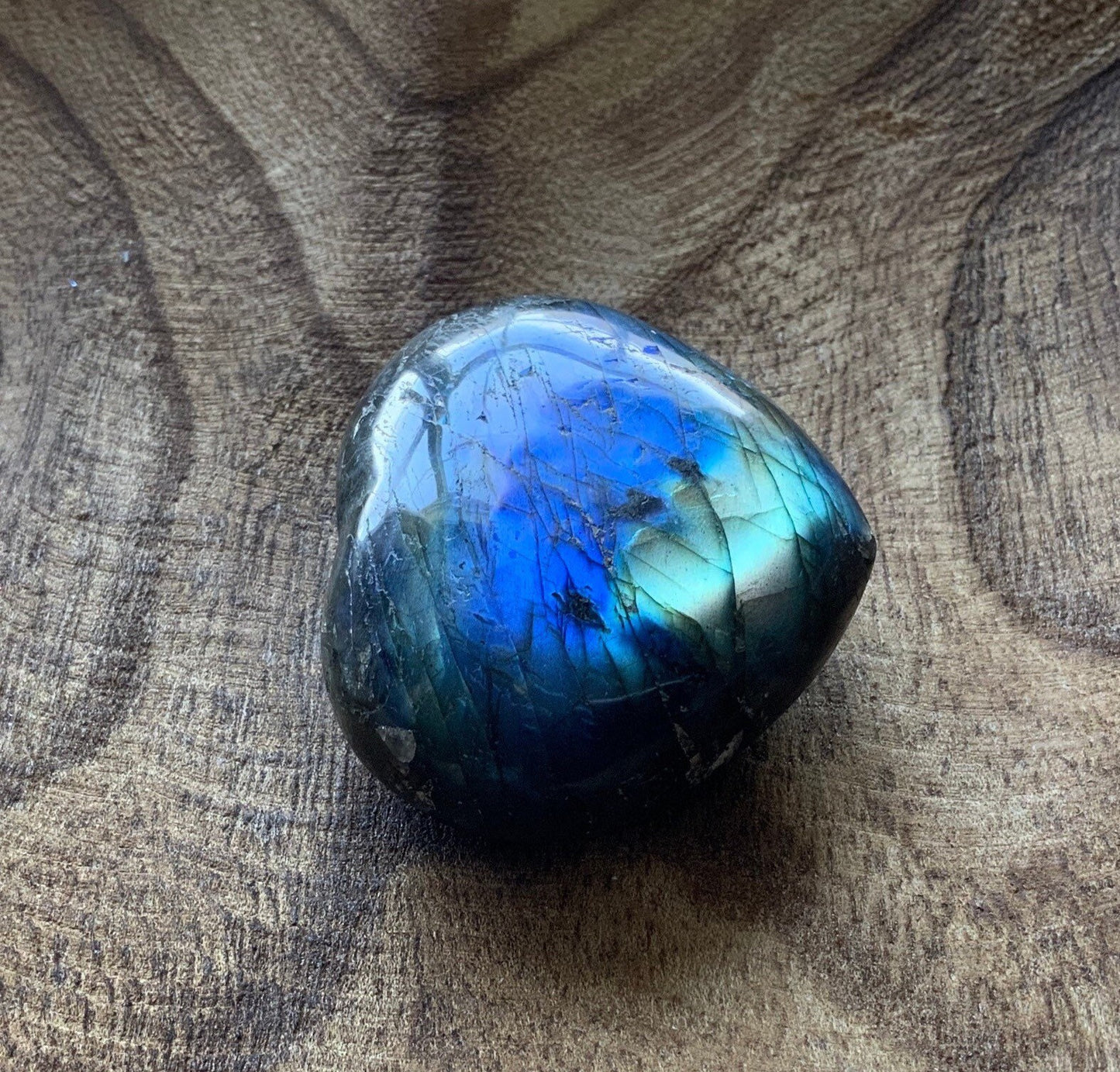 Labradorite heart 4.4 ounces with beautiful flash