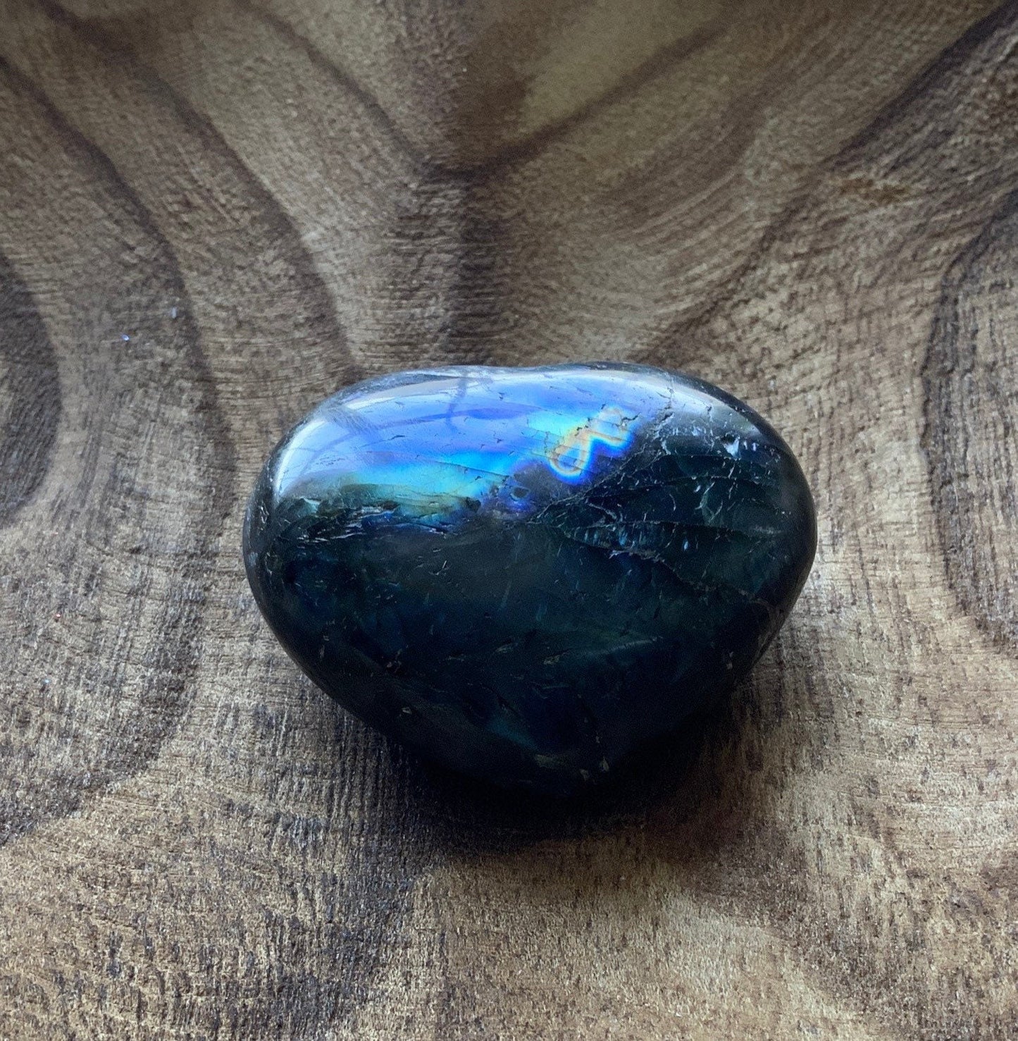 Labradorite heart 4.4 ounces with beautiful flash